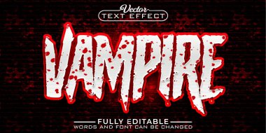 Korku Kanı Vampir Vektörü Düzenlenebilir Metin Efekti Şablonu