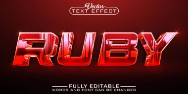 Shiny Red Ruby Vector Editable Text Effect Template clipart