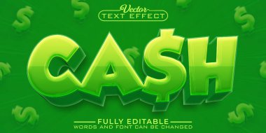 Çizgi film Yeşil Dolar Para Vektörü Düzenlenebilir Metin Efekti Şablonu