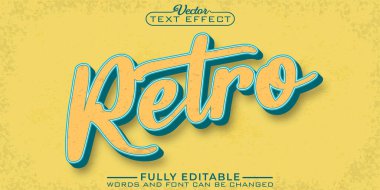 Vintage 80's Retro Vector Editable Text Effect Template clipart