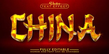 Golden Orange China Vector Editable Text Effect Template