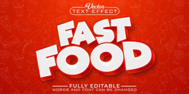 Cartoon Red Fast Food Vector Editable Text Effect Template
