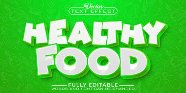 Cartoon Green Healthy Food Vector Editable Text Effect Template