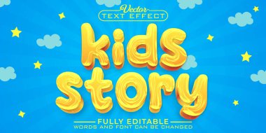 Cartoon Yellow Kids Story Vector Editable Text Effect Template