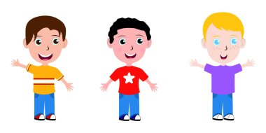 Cartoon Boys Vector Editable Colorful Drawing Illustration
