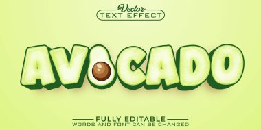 Cartoon Avocado Vector Editable Text Effect Template