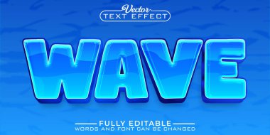 Cartoon Sea Wave Vector Editable Text Effect Template