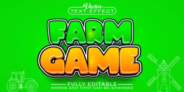 Cartoon Farm Game Vector Editable Text Effect Template