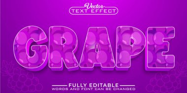 Cartoon Purple Grape Vector Editable Text Effect Template
