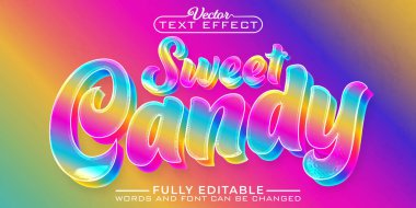 Cartoon Colorful Sweet Candy Vector Editable Text Effect Templat