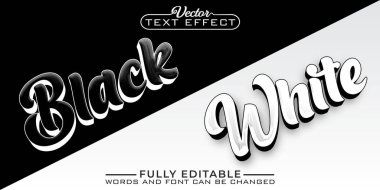 Siyah ve Beyaz Vektör Düzenlenebilir Metin Efekti Şablonu