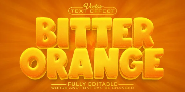 Cartoon Bitter Orange Fruit Vector Editable Text Effect Template — Stock Vector