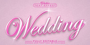 Zarif Pembe Düğün Vektörü Düzenlenebilir Metin Efekti Şablonu