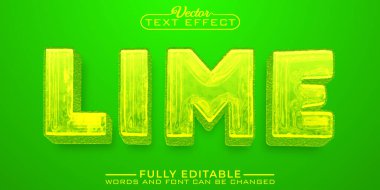 Çizgi film Yeşil Lime Vektör Düzenlenebilir Metin Efekti Şablonu