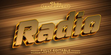 Eski Retro Nostaljik Parlak Radyo Vektörü Düzenlenebilir Metin Efekti