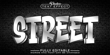 Gümüş Graffiti Sokak Vektörü Düzenlenebilir Metin Efekti Şablonu