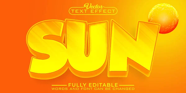 Desenhos Animados Sun Vector Editável Texto Efeito Modelo —  Vetores de Stock