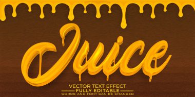 Sıvı Portakal Suyu Vektörü Düzenlenebilir Metin Efekti Şablonu