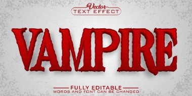 Korku Kırmızı Vampiri Vektör Düzenlenebilir Metin Efekti Şablonu