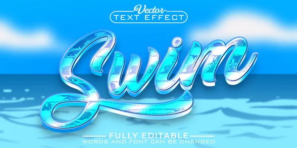 Cartoon Sea Swim Vector Editable Text Effect Template — Stock Vector