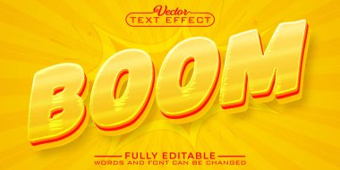 Çizgi film Sarı Patlama Vektörü Düzenlenebilir Metin Efekti Şablonu