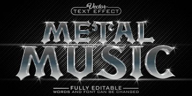 Silver Metal Music Vector Editable Text Effect Template clipart