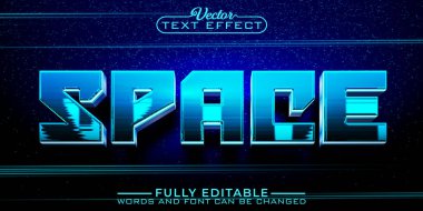 Parlak Mavi Uzay Vektörü Düzenlenebilir Metin Efekti Şablonu
