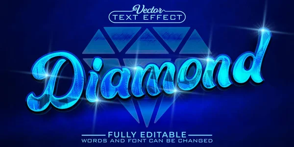 Modèle Modifiable Effet Texte Diamant Bleu Brillant Luxe — Image vectorielle