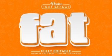 Çizgi film Beyaz ve Turuncu Yağ Vektörü Düzenlenebilir Metin Efekti Şablonu