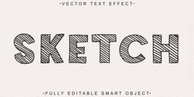 Kağıt Taslak Vektörü Tam Düzenlenebilir Akıllı Nesne Metin Efekti 