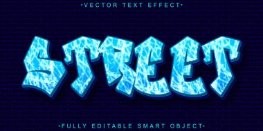 Mavi Graffiti Sokak Vektörü Tamamen Düzenlenebilir Akıllı Nesne Metin Efekti