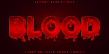 Kırmızı Korku Kan Vektörü Tam Düzenlenebilir Akıllı Nesne Metin Efekti