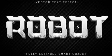 Gümüş Robot Vektörü Tam Düzenlenebilir Akıllı Nesne Metin Efekti