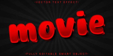 Kırmızı Film Vektörü Tam Düzenlenebilir Akıllı Nesne Metin Efekti