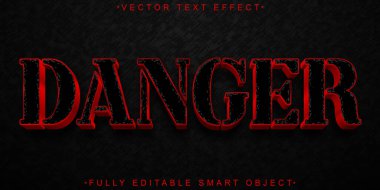 Siyah ve Kırmızı Tehlike Vektörü Tamamen Düzenlenebilir Akıllı Nesne Metin Efekti
