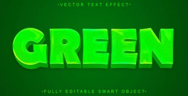 Çizgi film Yeşil Vektör Tam Düzenlenebilir Akıllı Nesne Metin Efekti
