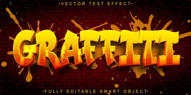 Renkli Turuncu Graffiti Vektörü Tamamen Düzenlenebilir Akıllı Nesne Metni