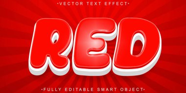 Çizgi film Kırmızı Vektör Tam Düzenlenebilir Akıllı Nesne Metin Efekti