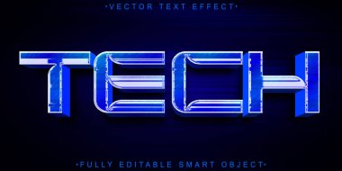 Mavi Parlak Teknoloji Vektörü Tamamen Düzenlenebilir Akıllı Nesne Metin Efekti
