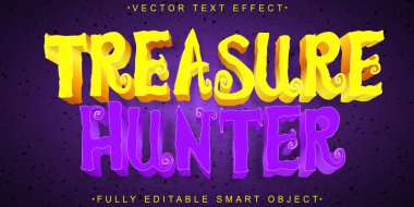 Çizgi film Hazine Avcısı Vektörü Tamamen Düzenlenebilir Akıllı Nesne Metni 