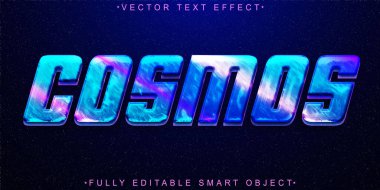 Uzay Kozmosu Vektörü Tam Düzenlenebilir Akıllı Nesne Metin Efekti