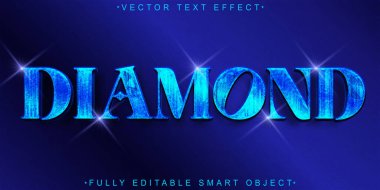 Parlak Mavi Mücevher Elmas Vektörü Tamamen Düzenlenebilir Akıllı Nesne Metni E