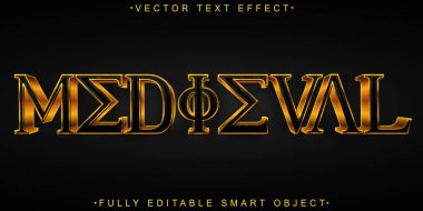 Altın Ortaçağ Vektörü Tamamen Düzenlenebilir Akıllı Nesne Metin Efekti