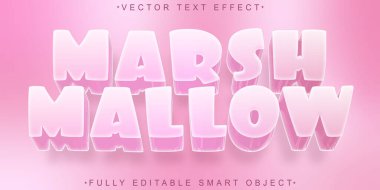 Yumuşak Pembe Şekerleme Vektörü Tamamen Düzenlenebilir Akıllı Nesne Metin Efekti