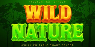 Çizgi film Vahşi Doğa Vektörü Tamamen Düzenlenebilir Akıllı Nesne Metni Effe