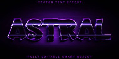 Koyu Mor Astral Vektör Tamamen Düzenlenebilir Akıllı Nesne Metin Efekti