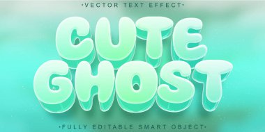 Turkuaz Karikatür Şirin Hayalet Vektörü Tamamen Düzenlenebilir Akıllı Nesne 