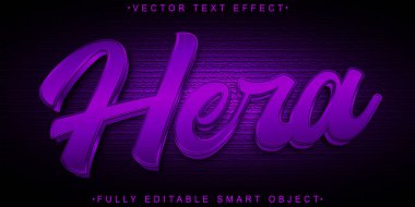 Mor Hera Tanrı Vektörü Tamamen Düzenlenebilir Akıllı Nesne Metin Efekti