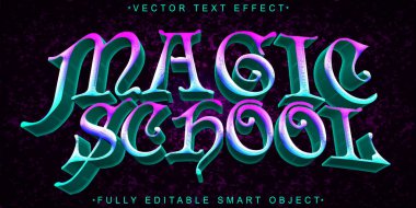 Çizgi film Sihirli Okul Vektörü Tamamen Düzenlenebilir Akıllı Nesne Metin Efekti