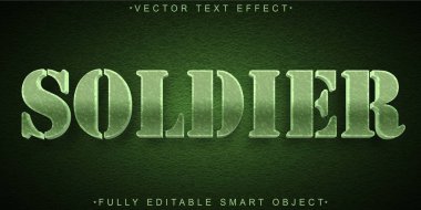 Ordu Askeri Yeşil Vektör Tamamen Düzenlenebilir Akıllı Nesne Metni Efekti